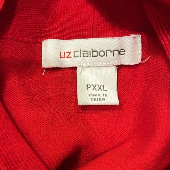 Liz Claiborne Red Long Sleeve Knit Top Size XXLP - Picture 7 of 12